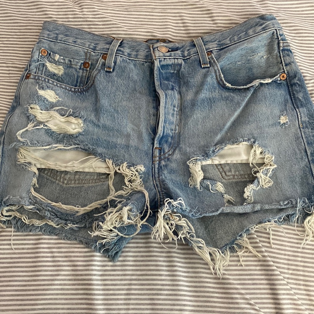 Distressed Levi’s jean shorts